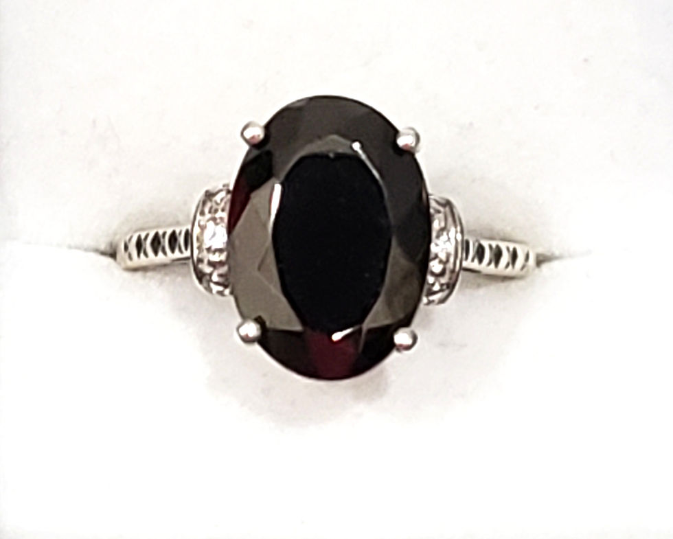 Thumbnail: Elite Shungite and Natural White Zircon Ring in Platinum Over 925 3.75 cts sz 8