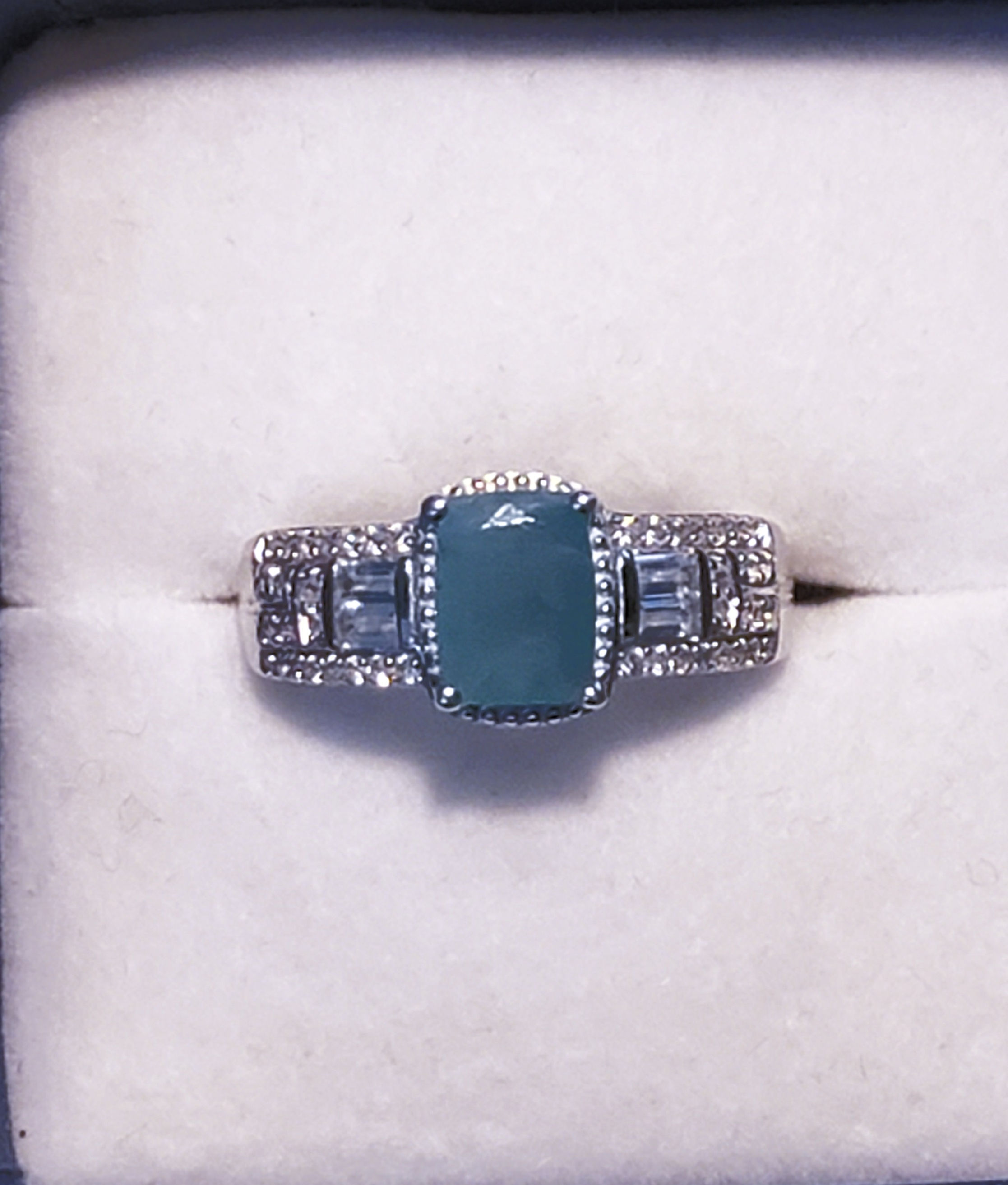 Grandidierite & White Zircon ring in platinum over 925 sz 7 2.11 tcw