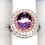 Thumbnail: AAA Rose De France Amethyst, Lotus Garnet & Moissanite cocktail ring size 8