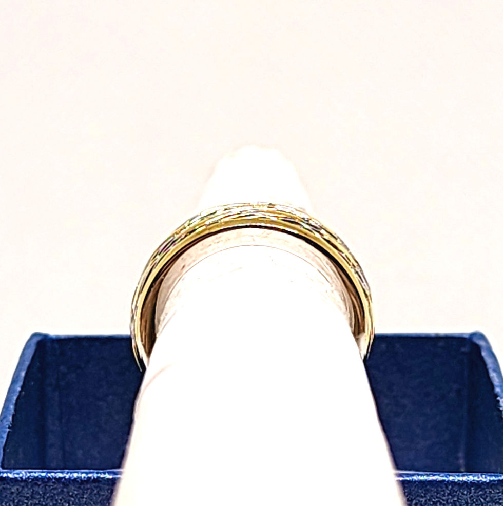 Thumbnail: 14K YG & Rhodium over 925 Sterling Silver band ring sz 7 4.25 grams