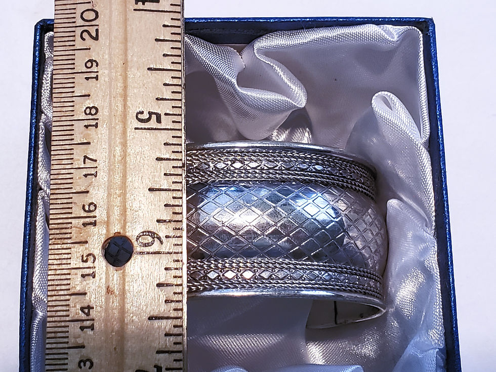 Thumbnail: Silvertone checkered cuff bracelet
