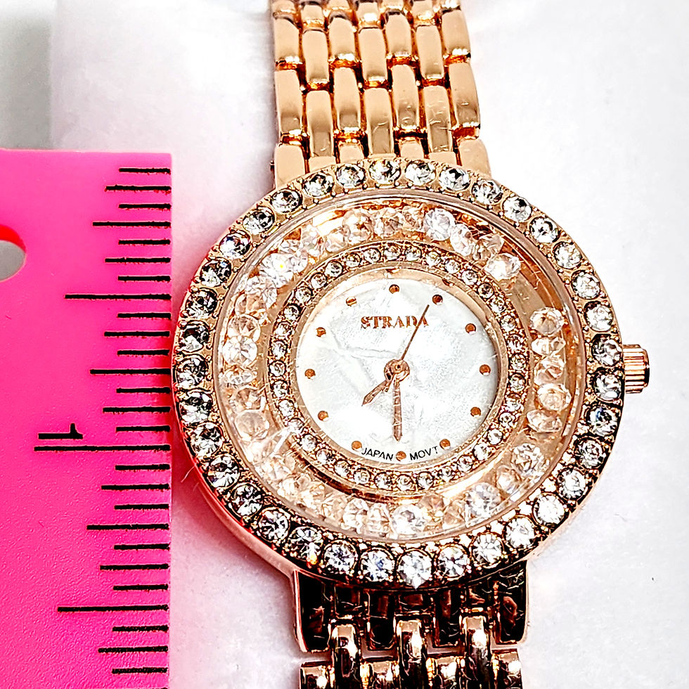 Thumbnail: Austrian Crystal and Mother of Pearl bling watch in Rosetone, Japanese mvmt