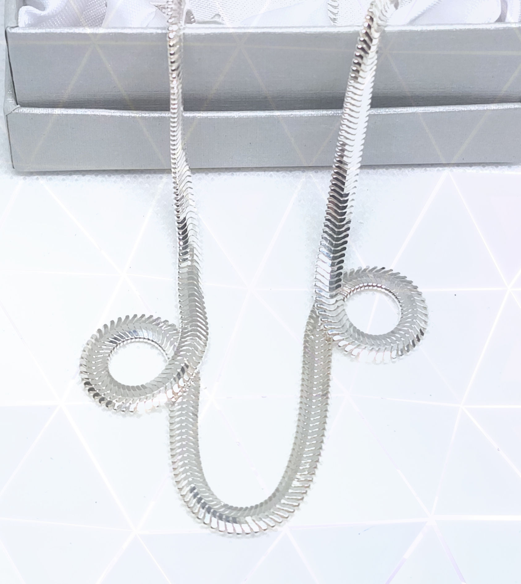 Italian Sterling Silver non-tangle diamond-cut dragon tail chain 20" 13.16 gr