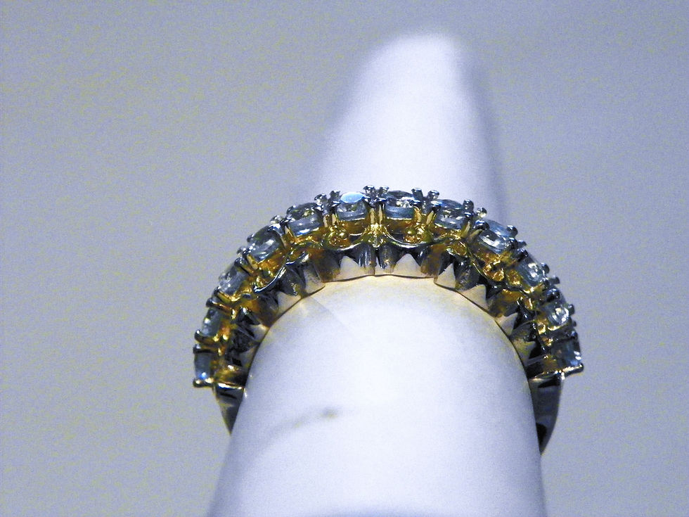 Thumbnail: Light Cambodian Blue Zircon band ring (1.80 ct) in 14K YG & Plat/925 sz 7