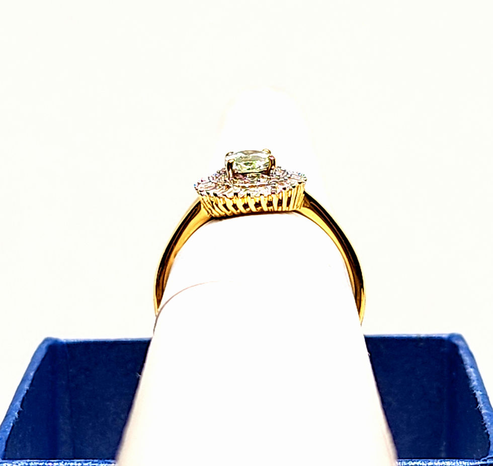 Thumbnail: AAA Brazilian Mint Garnet & Diamond Halo Ring in 18K YG over 925 SS sz 9 1.15ct