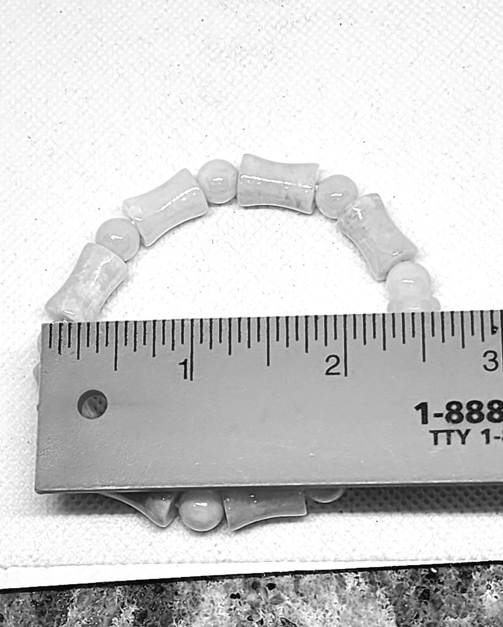 Thumbnail: Natural Jade Bamboo styled stretch bracelet 150 tcw