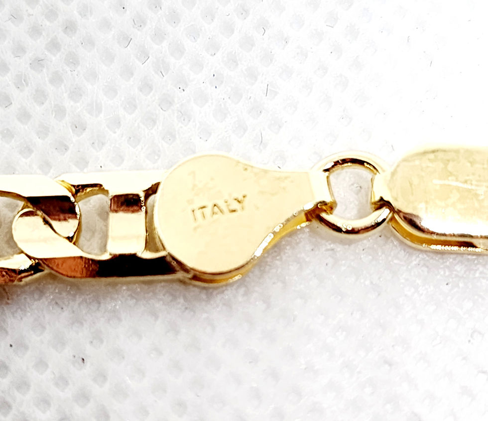 Thumbnail: Italian 14K Yellow Gold over Sterling Silver chain bracelet 8 inch 12.70 gram wt