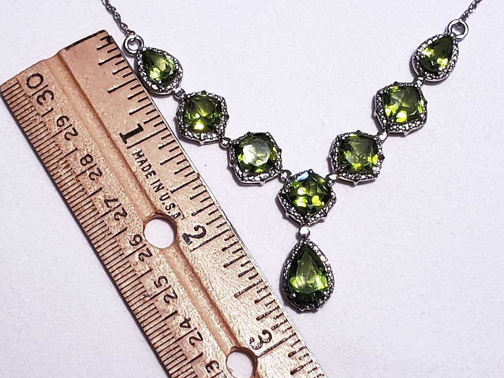 Thumbnail: Peridot evening necklace in platinum over 925 sterling silver 17.60 ct 21 inches