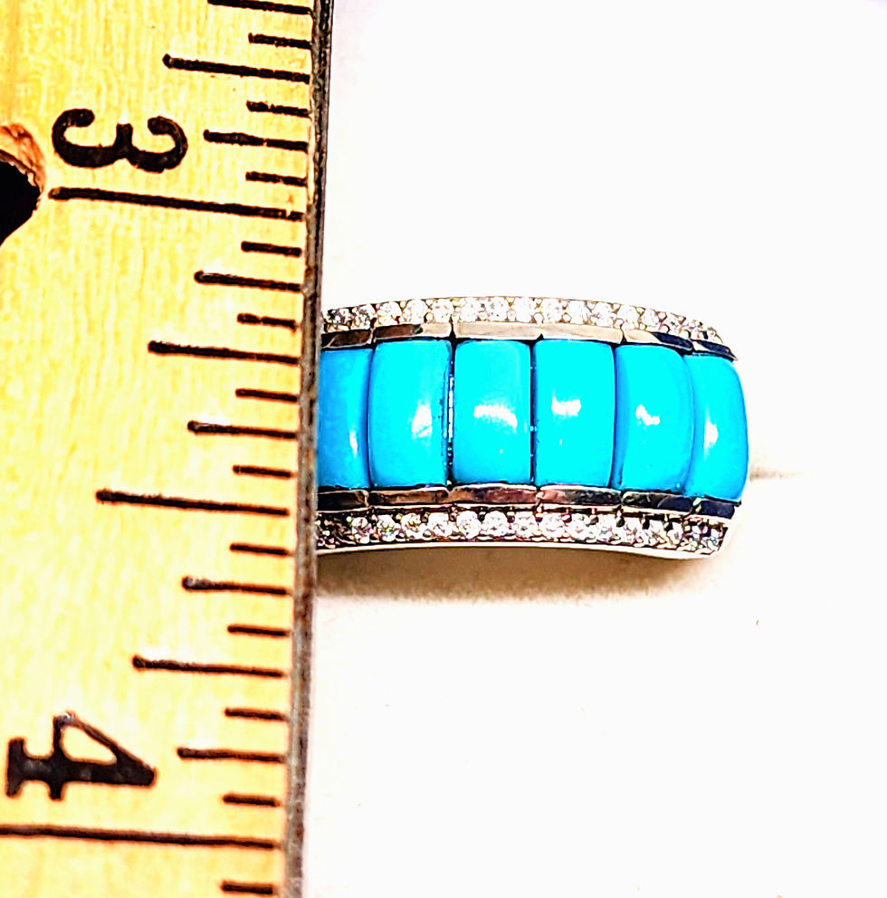 Thumbnail: Sleeping Beauty Turquoise & Moissanite ring in Rhodium over 925SS 3.20cts sz 7