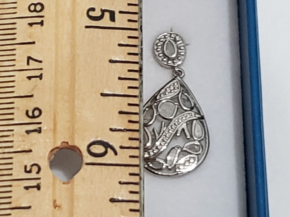 Thumbnail: Polki Diamond dangle earrings in Oxidized 925 Sterling Silver 1.50 cts