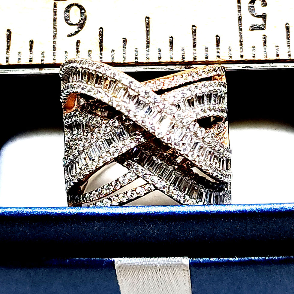 Thumbnail: High quality Cubic Zirconia cocktail crossover ring in 14k RG & Rhod/925SS sz 8