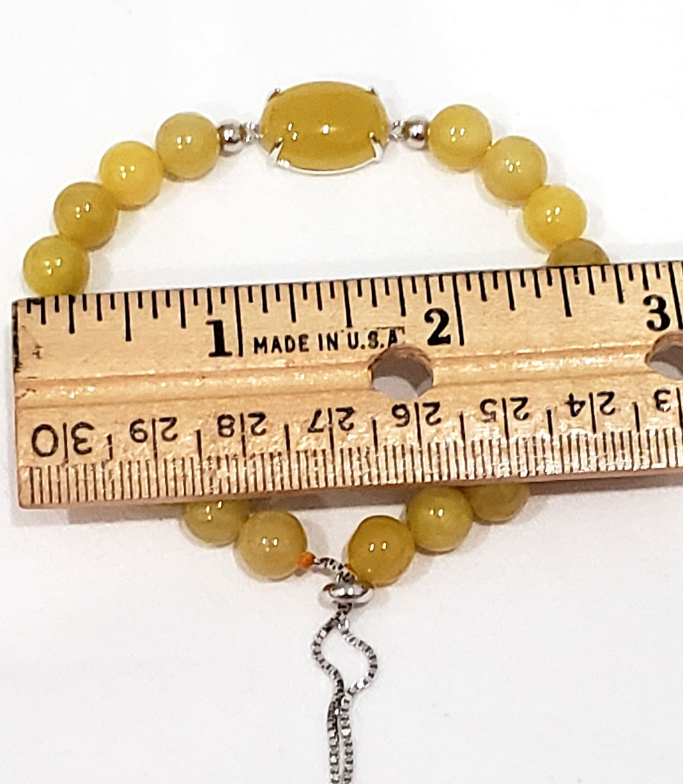 Thumbnail: Honey Jadeite beaded bolo bracelet in Rhodium over 925 Sterling Silver 90 cts