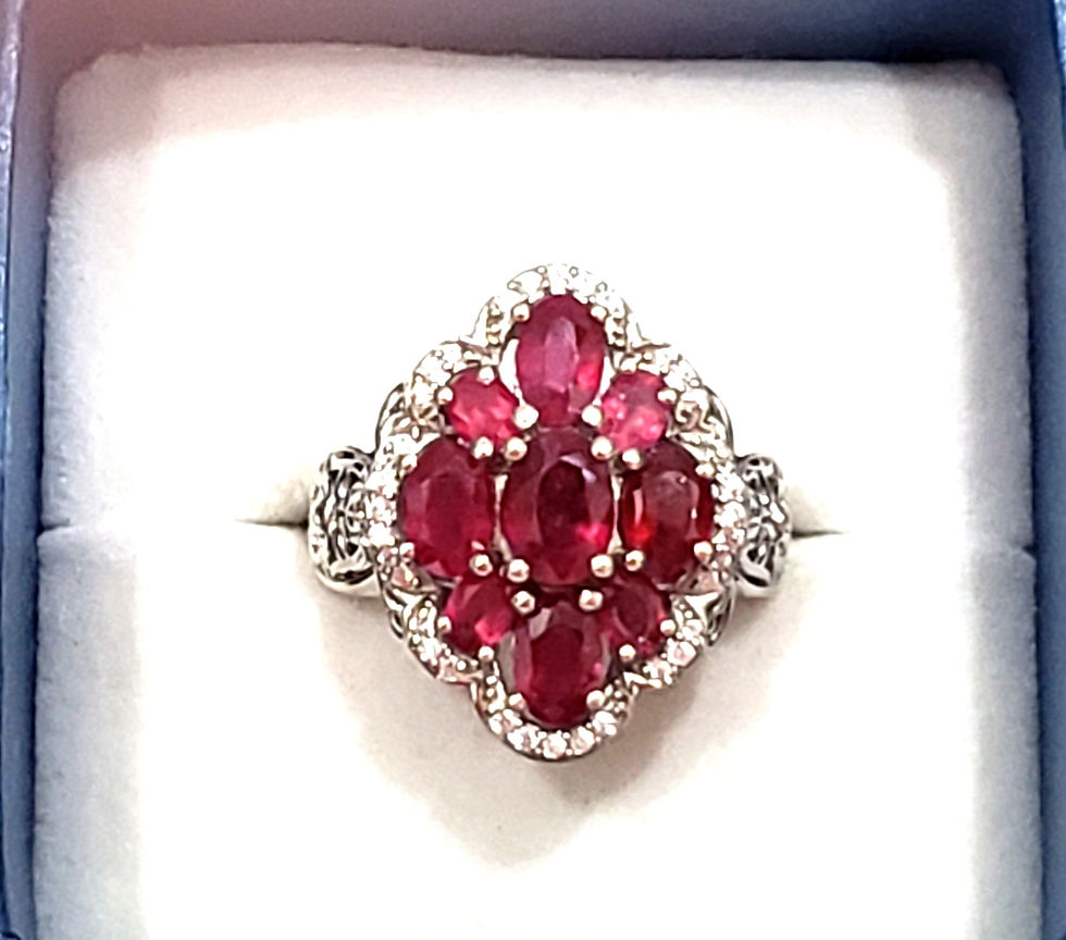 Thumbnail: Niassa Ruby & Natural Zircon halo ring in Platinum over 925 SS 4.85 tcw sz 7