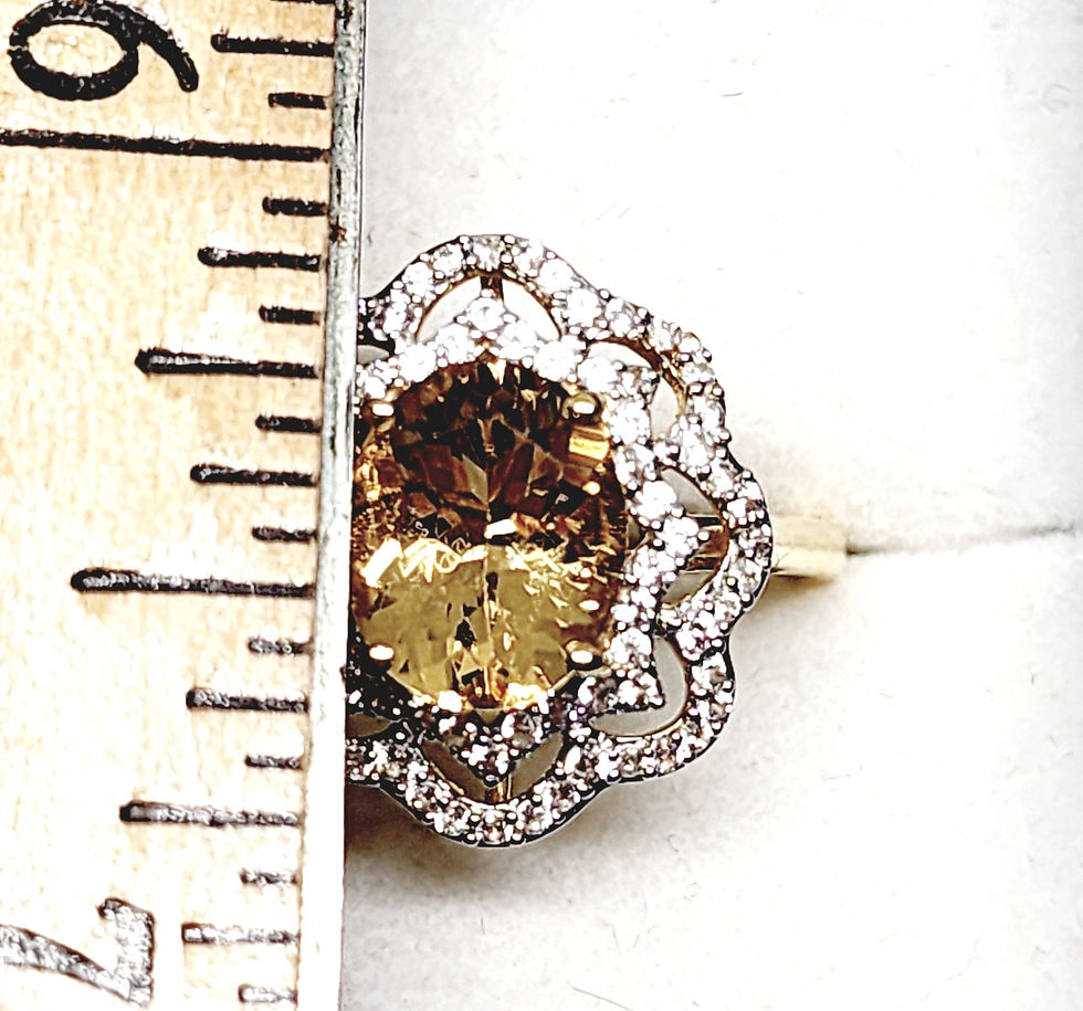 Thumbnail: Premium Brazilian Heliodor & White Zircon ring in 14K YG 925 SS 3.00 ct size 8