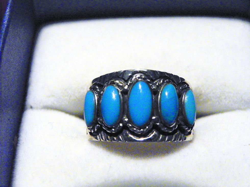 Kingman Turquoise band ring (1.50 ct) in 925 Sterling Silver size 6