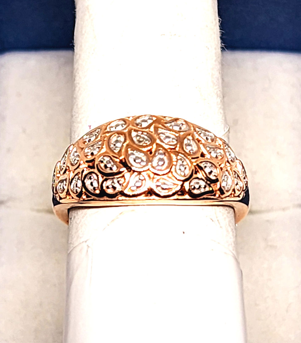 Thumbnail: Diamond Accent dome ring in 14k Rose Gold over 925 Sterling Silver sz 8