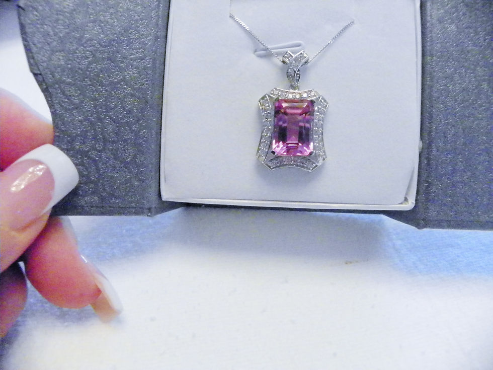 Thumbnail: Lilac Quartz(8.80 ct)& simulated Pink Sapphire 1.55ct Pendant in 925