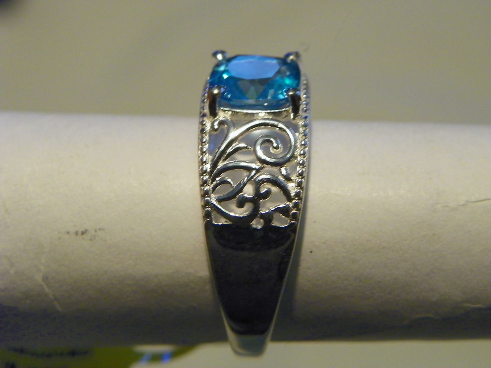 Thumbnail: Paraiba Topaz ring in ornate 925 Sterling Silver 1.25 cts sz 7