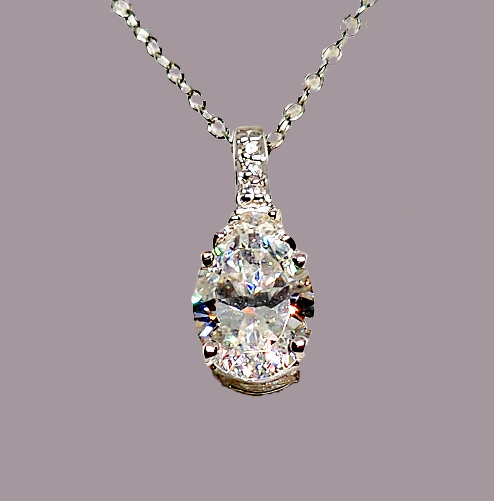 Thumbnail: Moissanite pendant necklace 18 inch in Platinum over 925 SS 18 in 2.20 tcw
