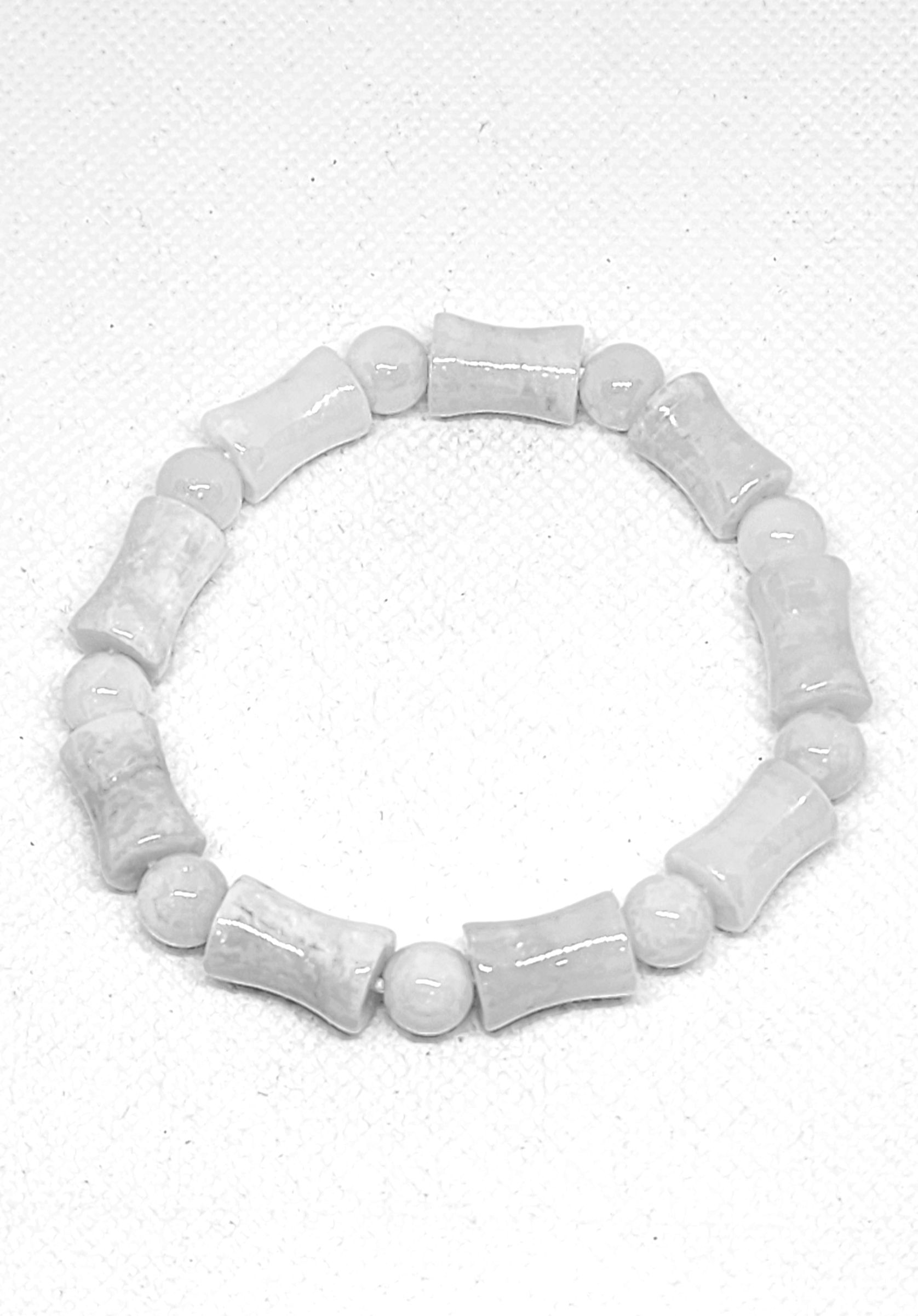 Natural Jade Bamboo styled stretch bracelet 150 tcw
