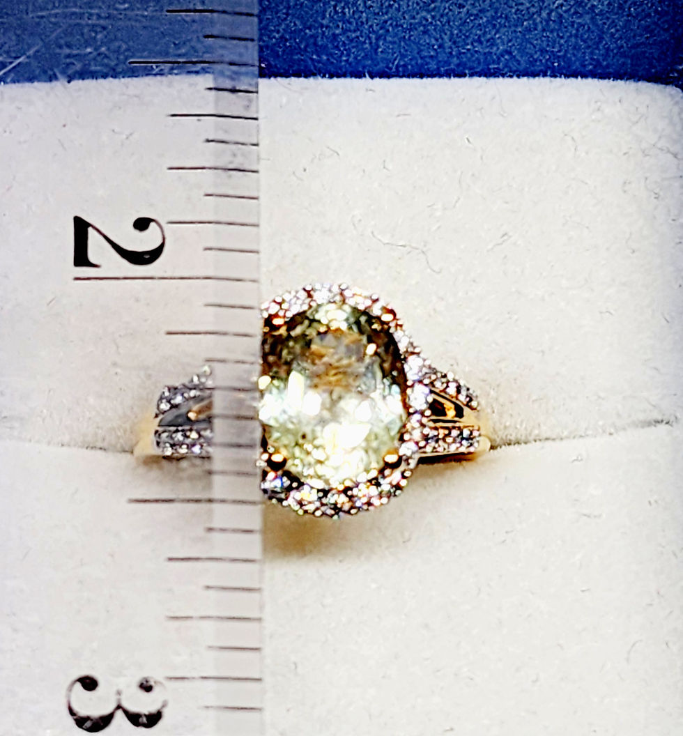 Thumbnail: AAA Yellow Triphane/Spodumene & Moissanite halo ring in vermeil 14K YG/925SS s7