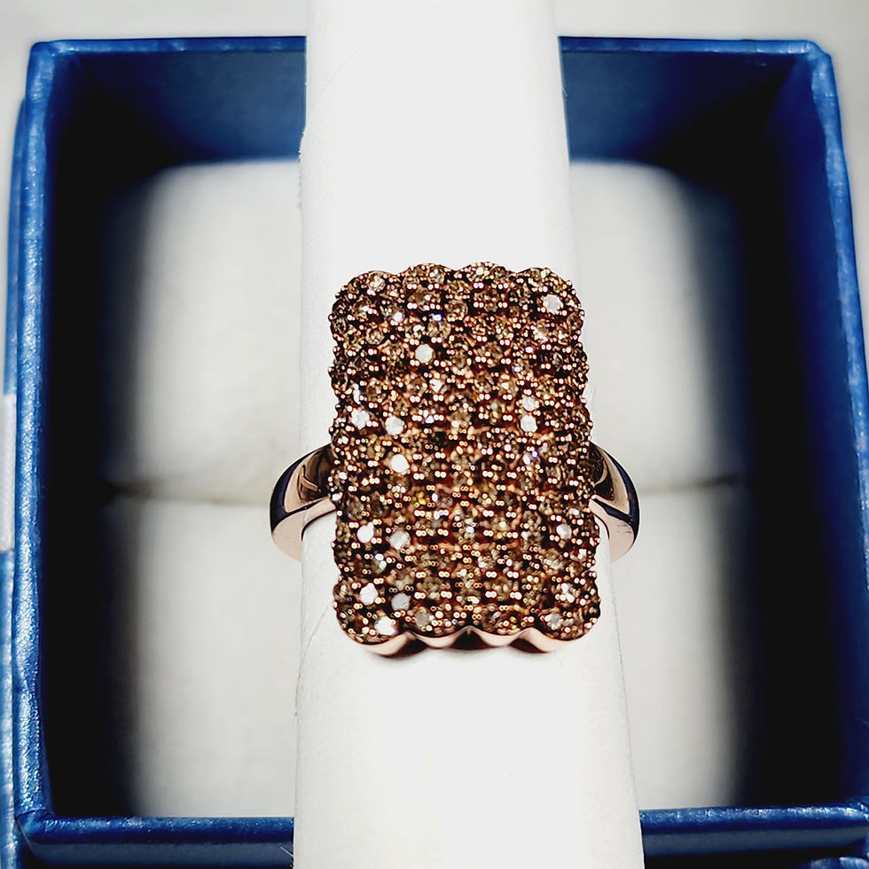 Thumbnail: Natural Champagne Diamond ring in 14k Rose Gold & Rhodium/925 SS 1.00ct sz6