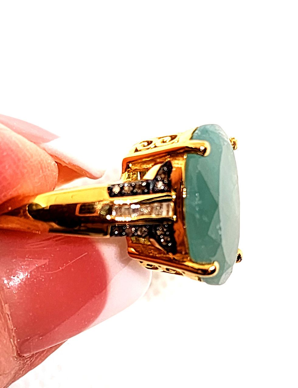 Thumbnail: Premium Grandidierite & Natural Champagne & White dia ring 10.10 cts size 7