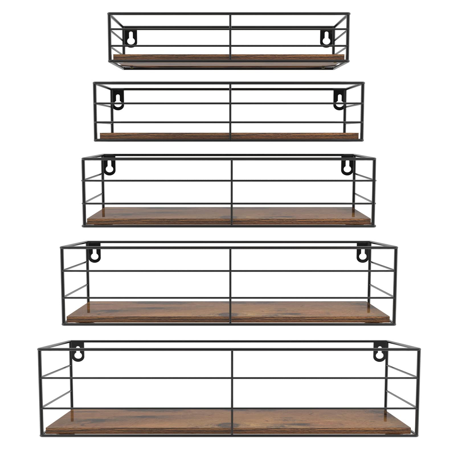 CRUGLA Floating Wall Shelves Set of 5 Wall Mounted Bathroom Shelves Hanging Stor