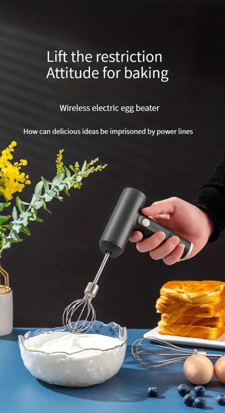 Electric Hand Mixer with Whisk, USB Rechargeable