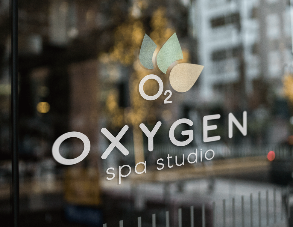 Oxygen Spa Studio Logo Glass Door