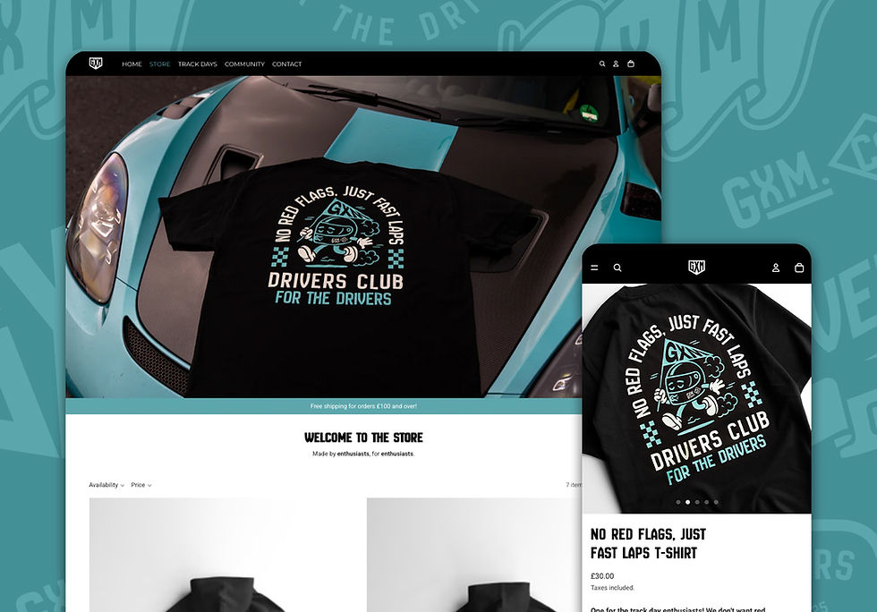 gem drivers club no red flags tshirt shown on desktop and mobile devices