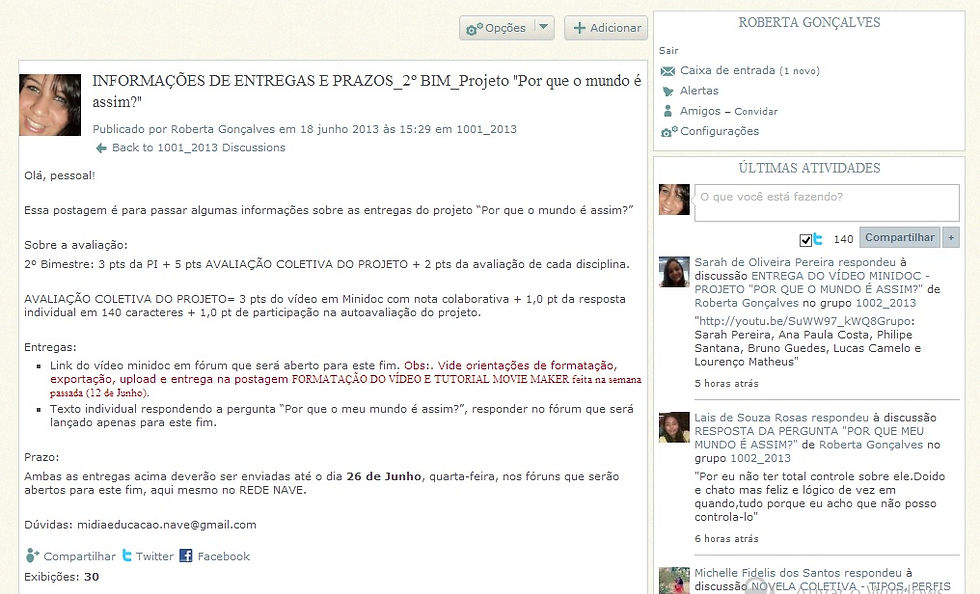 Orientações via Internet