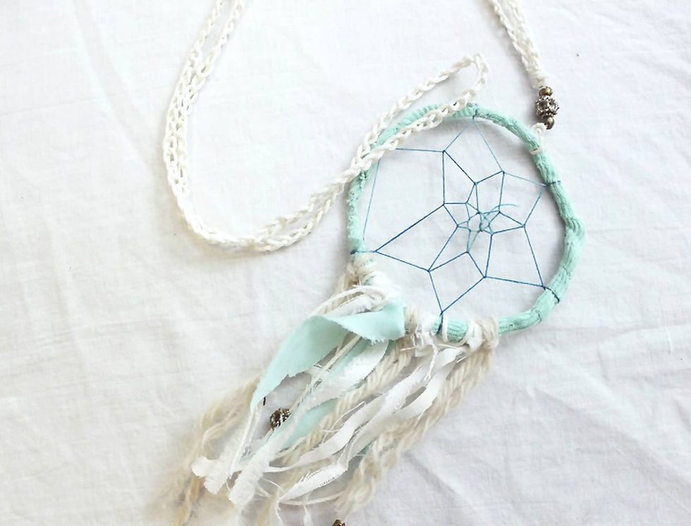 Mint Mini Dream Catcher Necklace 