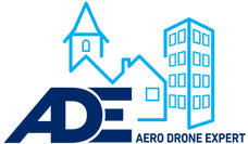 Logo de la société ADE 50. ADE signifie Aéro Drone Expert. Nous sommes des spécialistes du nettoyage par drone de tous les ty