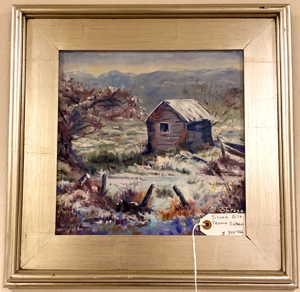 Cabin painting in silver gilt frame
