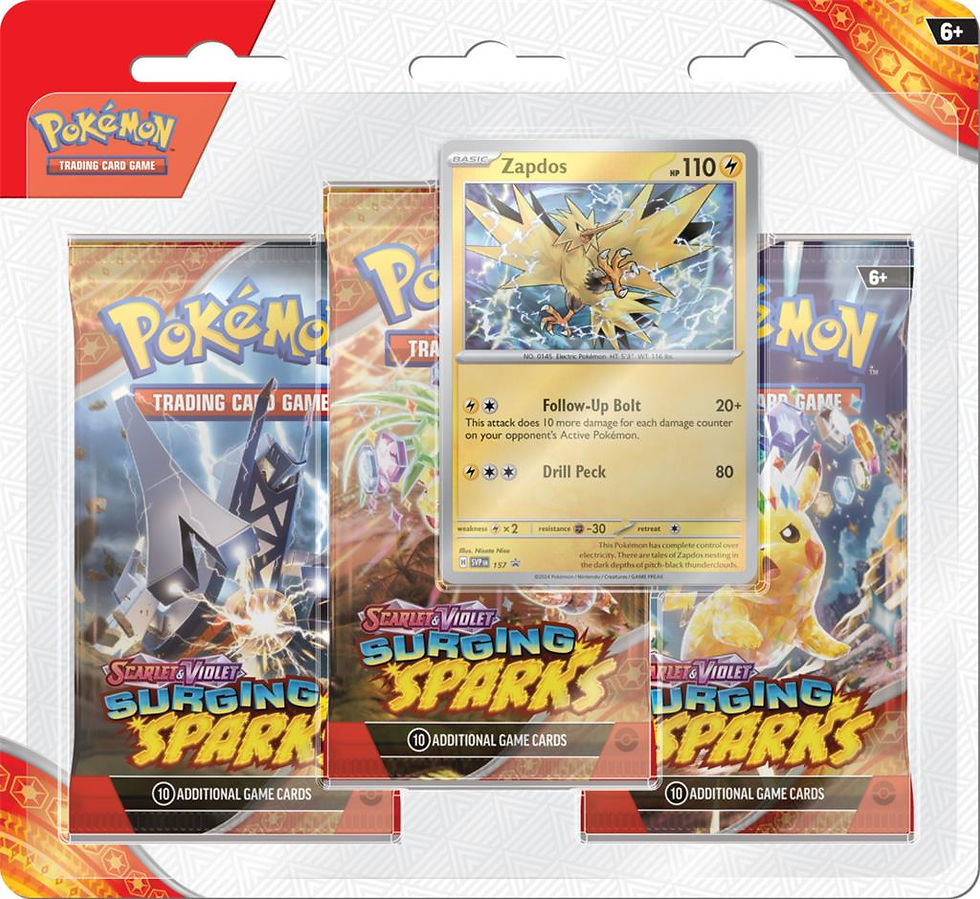 Miniatura: Pokémon TCG: Scarlet & Violet - Surging Sparks - 3-Pack Blister