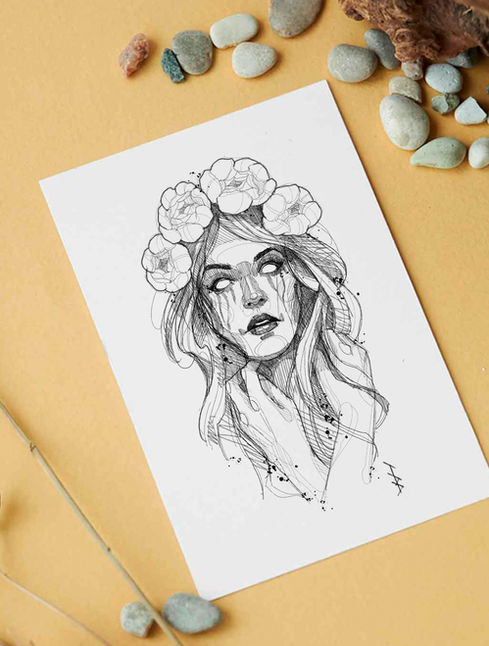 ilustração blackwork feminina 