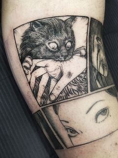tatuagem de cena de mangá junji ito blackwork