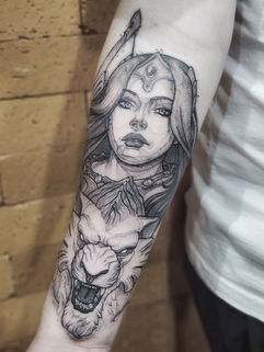 tatuagem mirana league of legends blackwork antebraço
