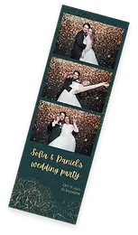 Sofia & Daniel's wedding party photo booth strip with three poses.