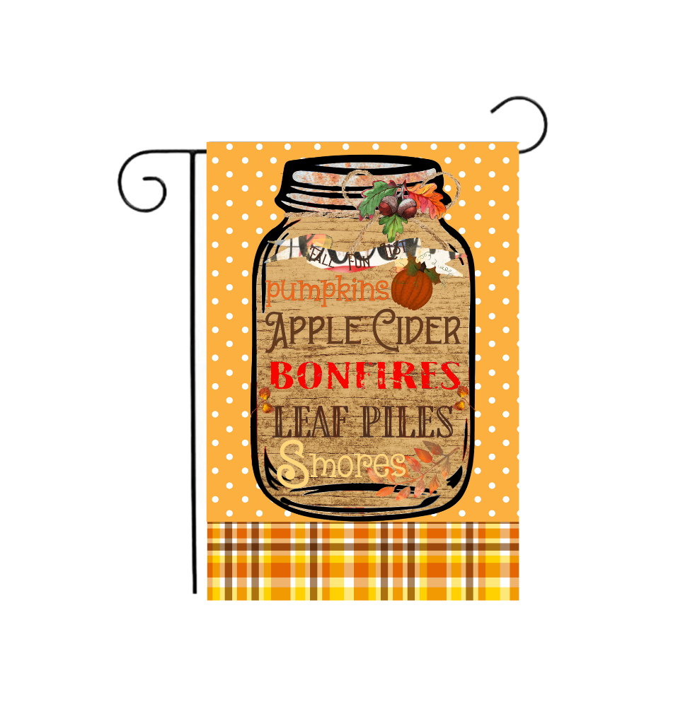 Fall Mason Jar Garden Flag 12.5" x 18"