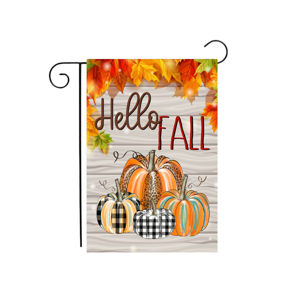 "Hello Fall" Pumpkin Patch Harvest Garden Flag 12"x18"