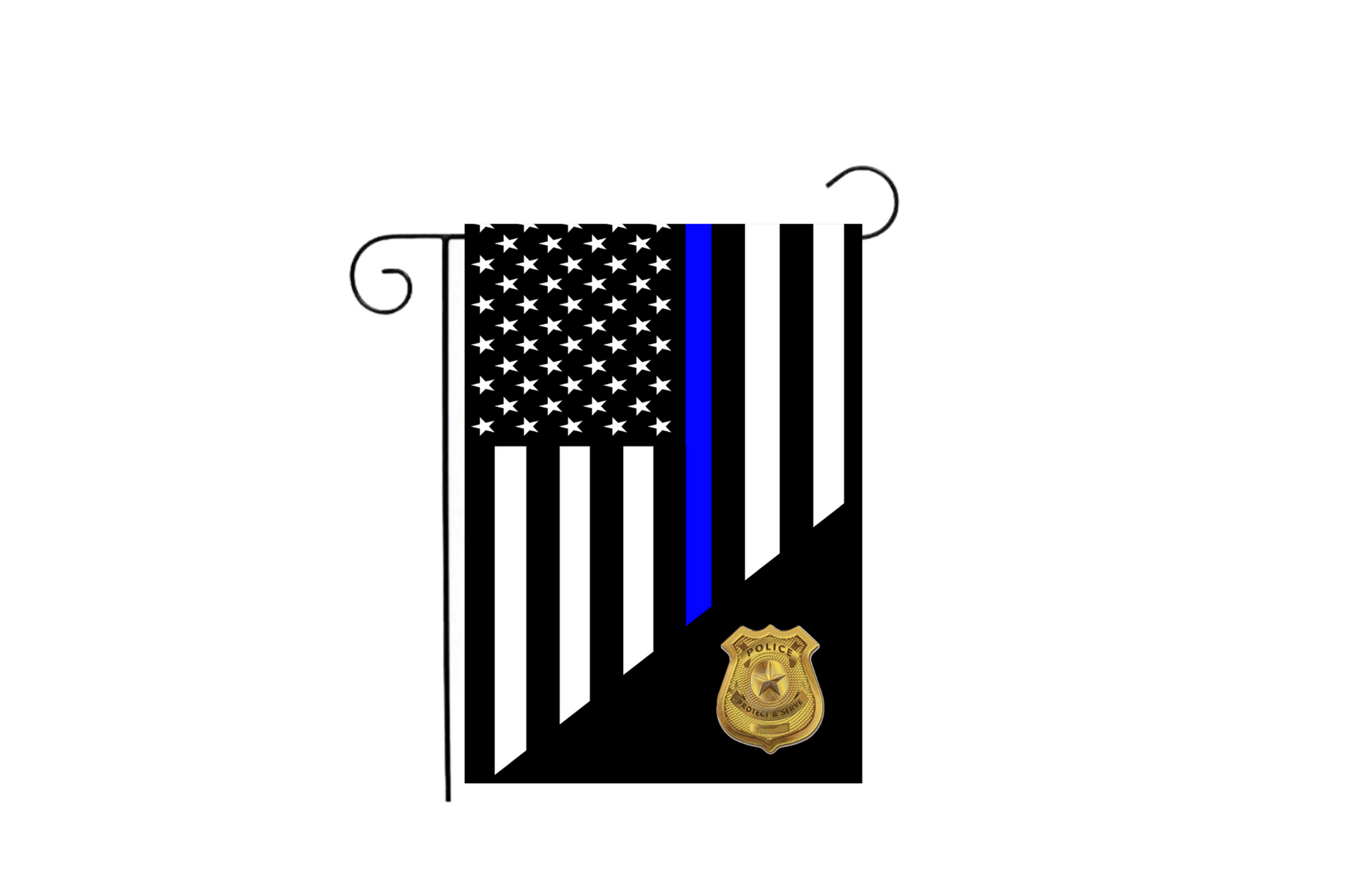 Thin Blue Line Police Badge Garden Flag 12.5"x18"