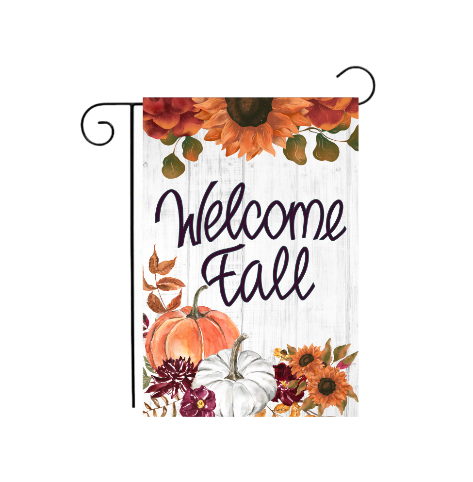 "Welcome Fall" Pumpkin Harvest Garden Flag 12"x18"