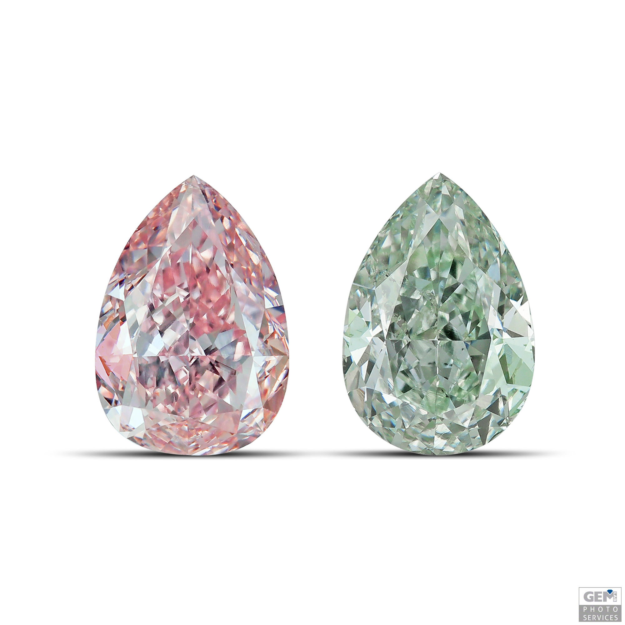 1.94ct                    Fancy Orangy Pink & Fancy Light Green Pear Shape