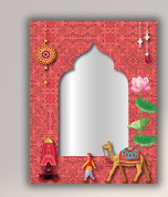 Thumbnail: Jharokha wall mirror frames with cultural motifs - Green & Red