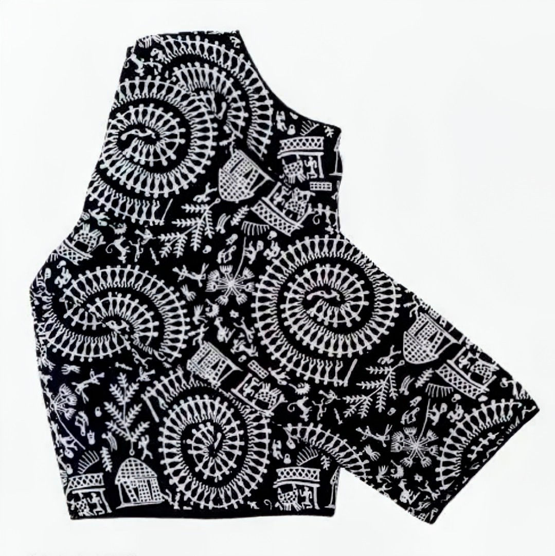 Black Warli print blouse (M to XXXL)