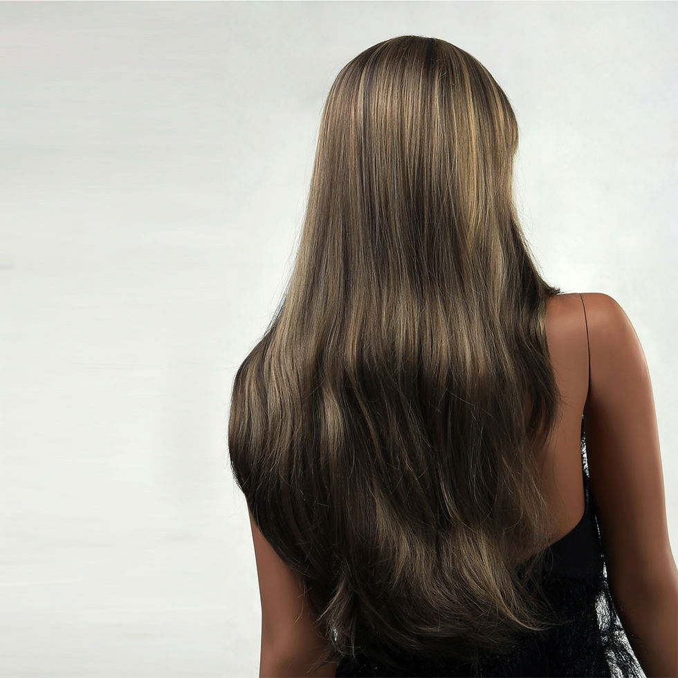 Miniatura: Peluca sintética larga, mezcla rubio