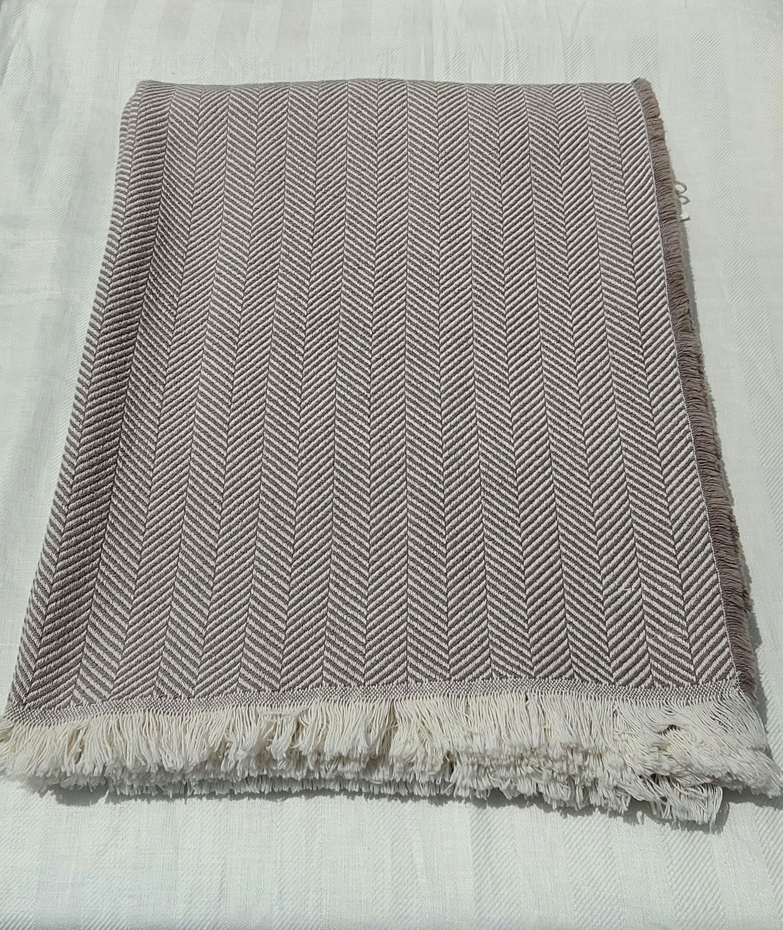 Brown Herringbone Cotton Blanket - Small