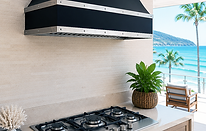 coifa sob medida preta inox atrinox com cooktop a gás elettromec cozinha de luxo litoral r
